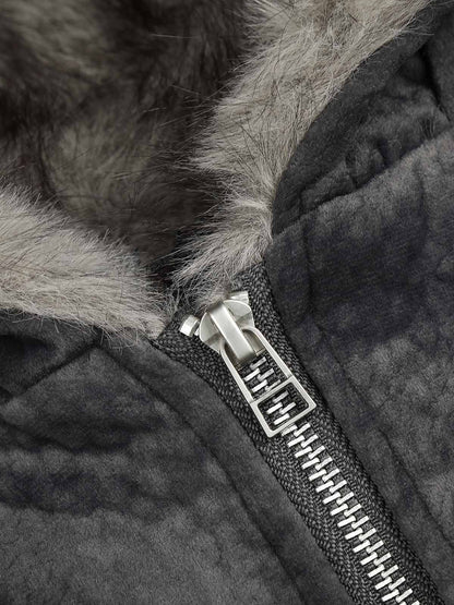 Side-Studded Hooded Padded Coat