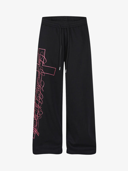 Abstract Line Graphic Wide-Leg Sweatpants