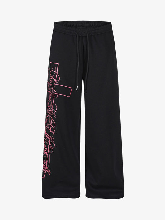 Abstract Line Graphic Wide-Leg Sweatpants