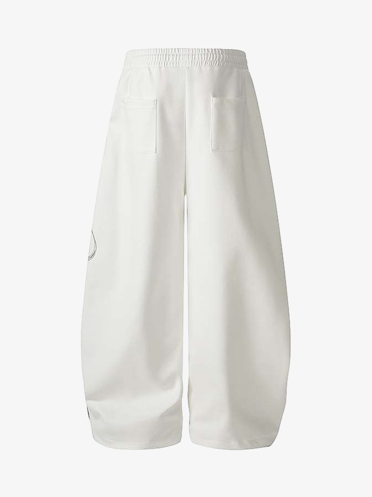 Script Embroidered Piped Wide-Leg Sweatpants; White / S, White / M, White / L, White / XL