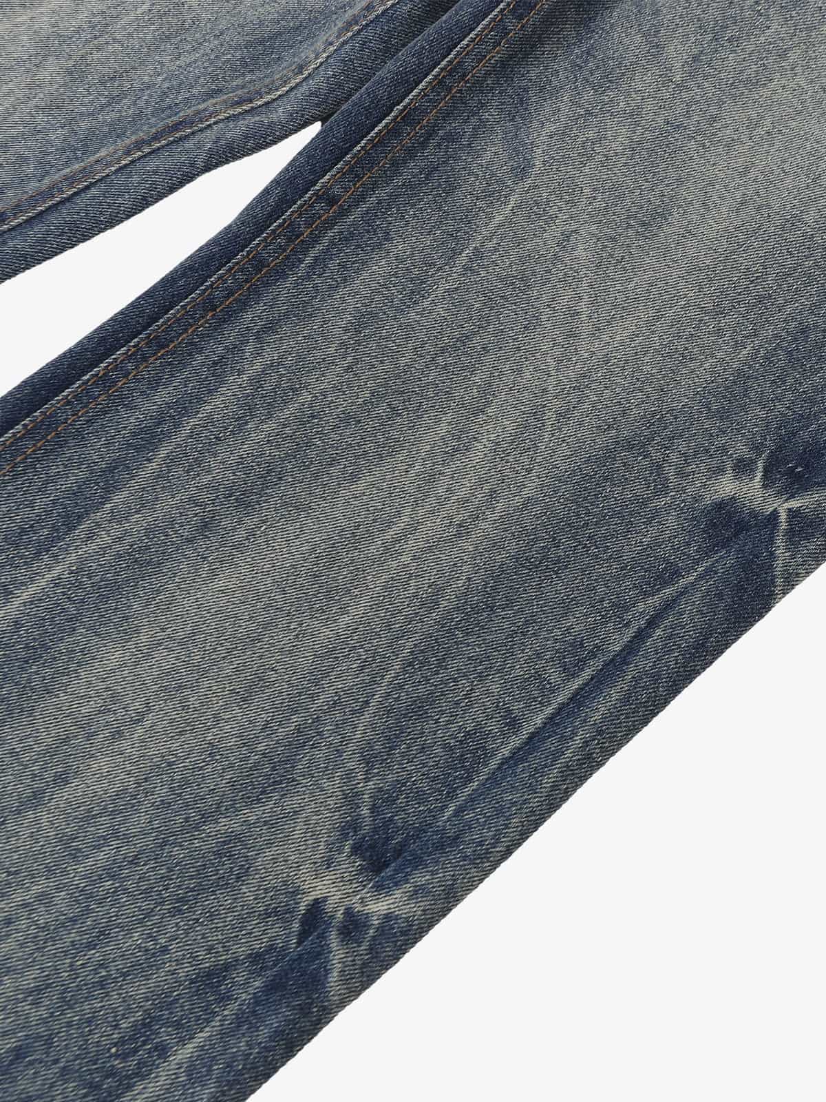 Retro Washed Faded Flared Jeans; Blue / S, Blue / M, Blue / L, Blue / XL, Blue / 2XL