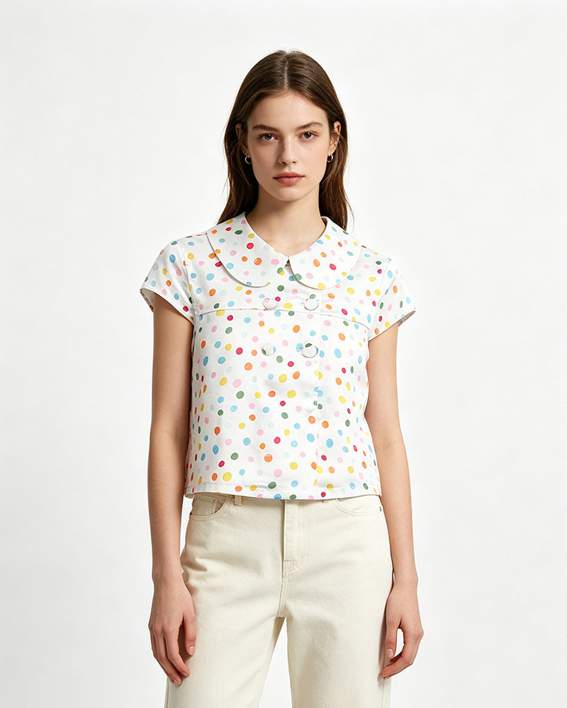 Polka Dot Peter Pan Collar Blouse