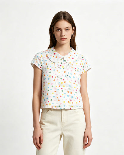 Polka Dot Peter Pan Collar Blouse