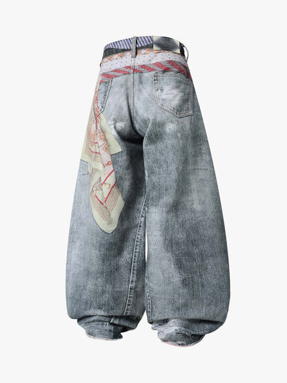 3D Tie Graphic Jeans; Photo Color / S, Photo Color / M, Photo Color / L, Photo Color / XL