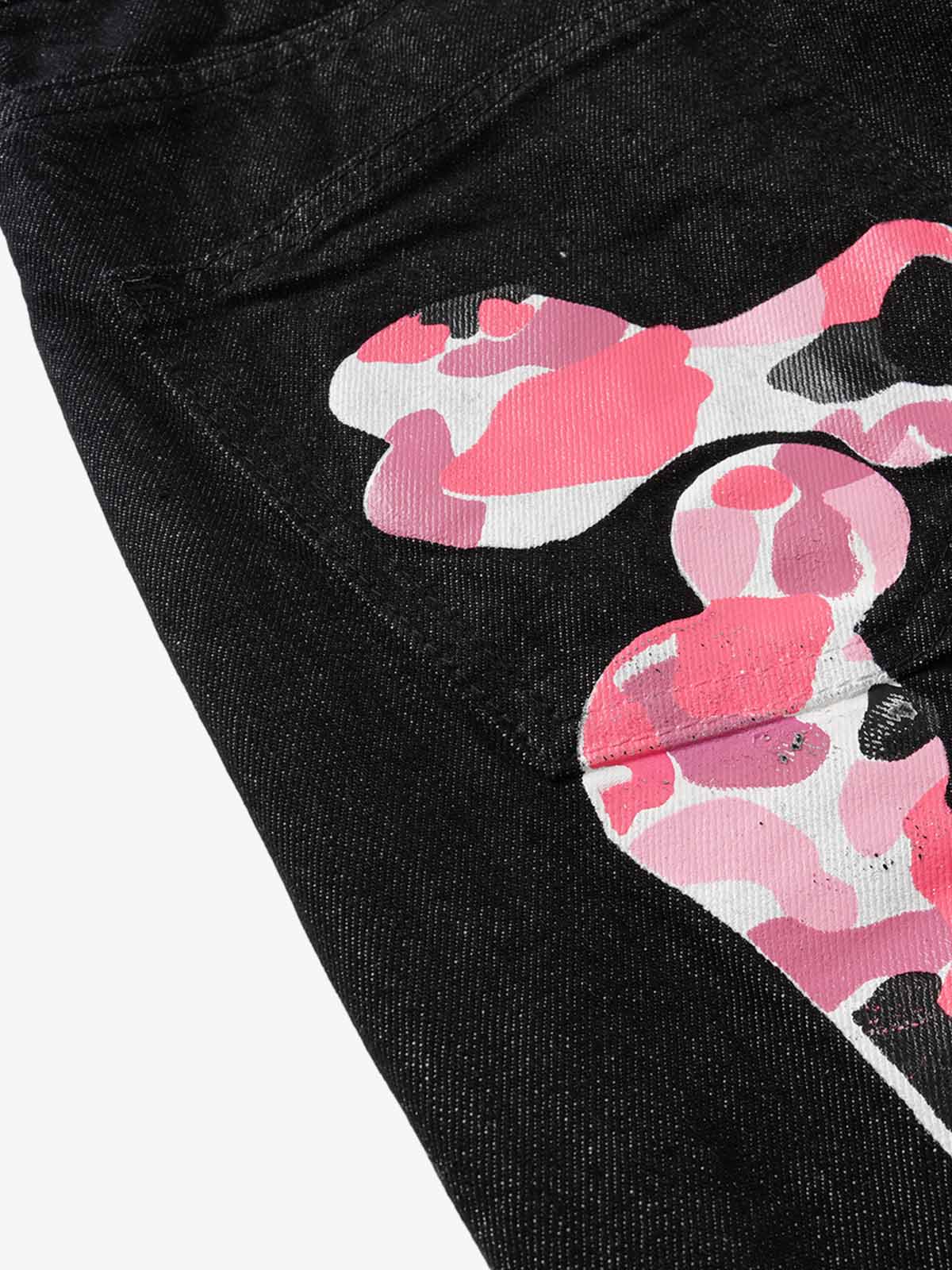 Camo Skeleton Print Baggy Jeans