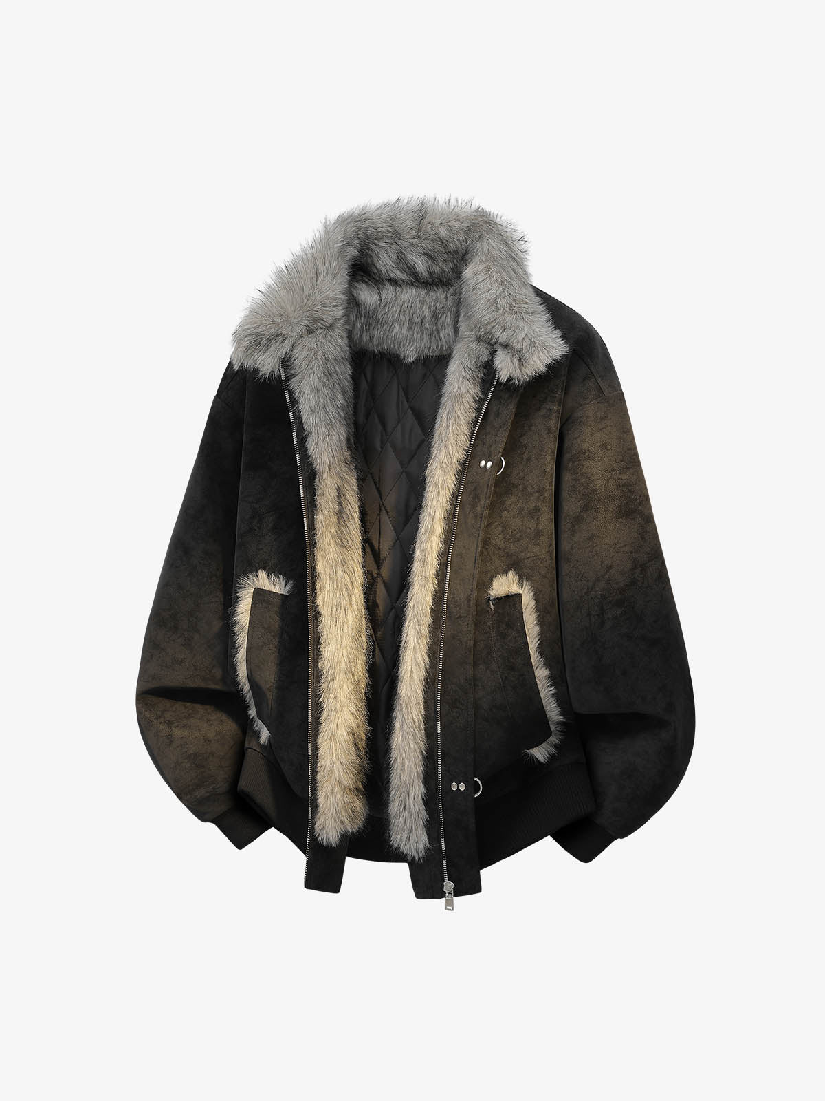 Faux-Fur Collar Padded Jacket; Black / M, Black / L, Black / XL, Black / 2XL