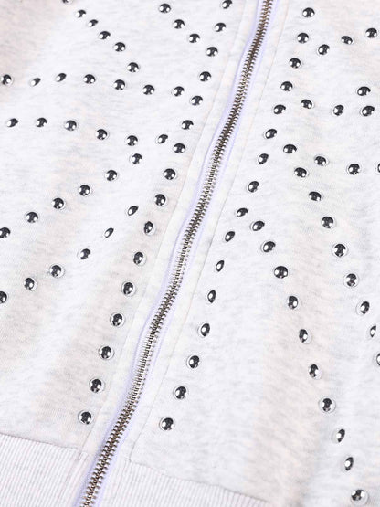 Studded Detail Cropped Set; Gray / S, Gray / M, Gray / L