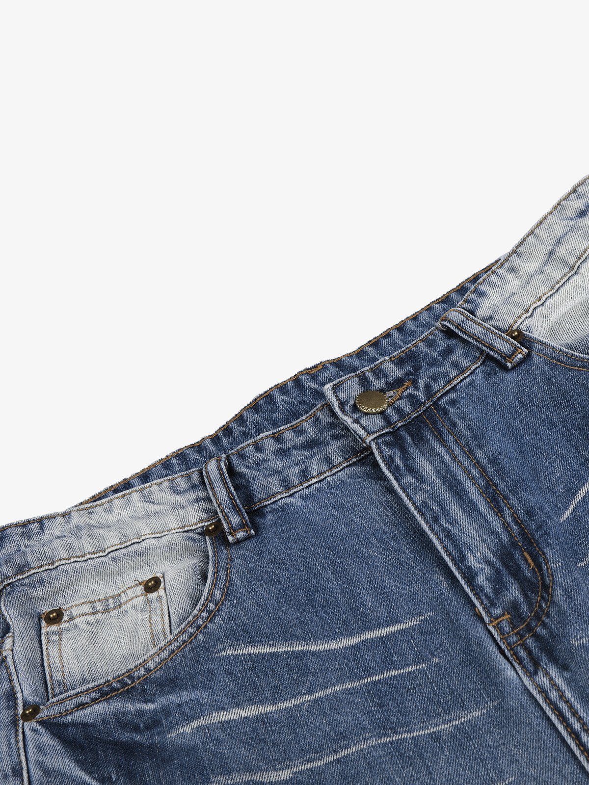 Gradient Whisker Wide-Leg Jeans; Blue / S, Blue / M, Blue / L, Blue / XL, Blue / 2XL, Blue / 3XL
