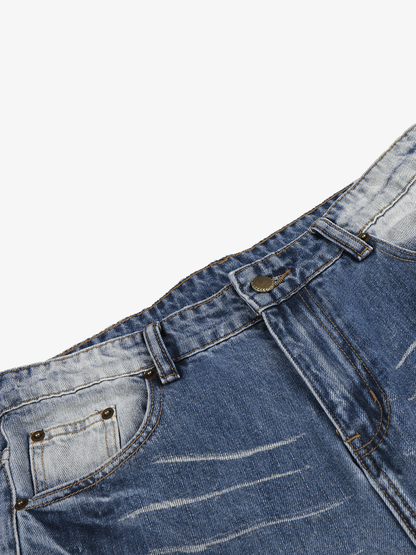 Gradient Whisker Wide-Leg Jeans; Blue / S, Blue / M, Blue / L, Blue / XL, Blue / 2XL, Blue / 3XL