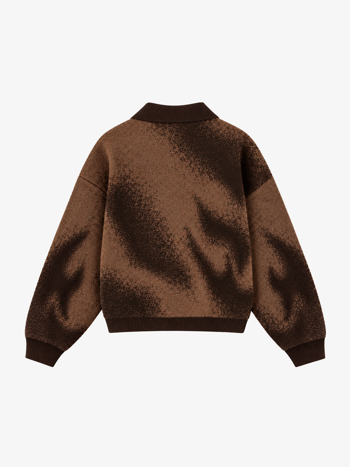 Abstract Spray Graphic Jacquard Knit Polo Sweater; Dark Brown / S, Dark Brown / M, Dark Brown / L, Dark Brown / XL, Dark Brown / 2XL