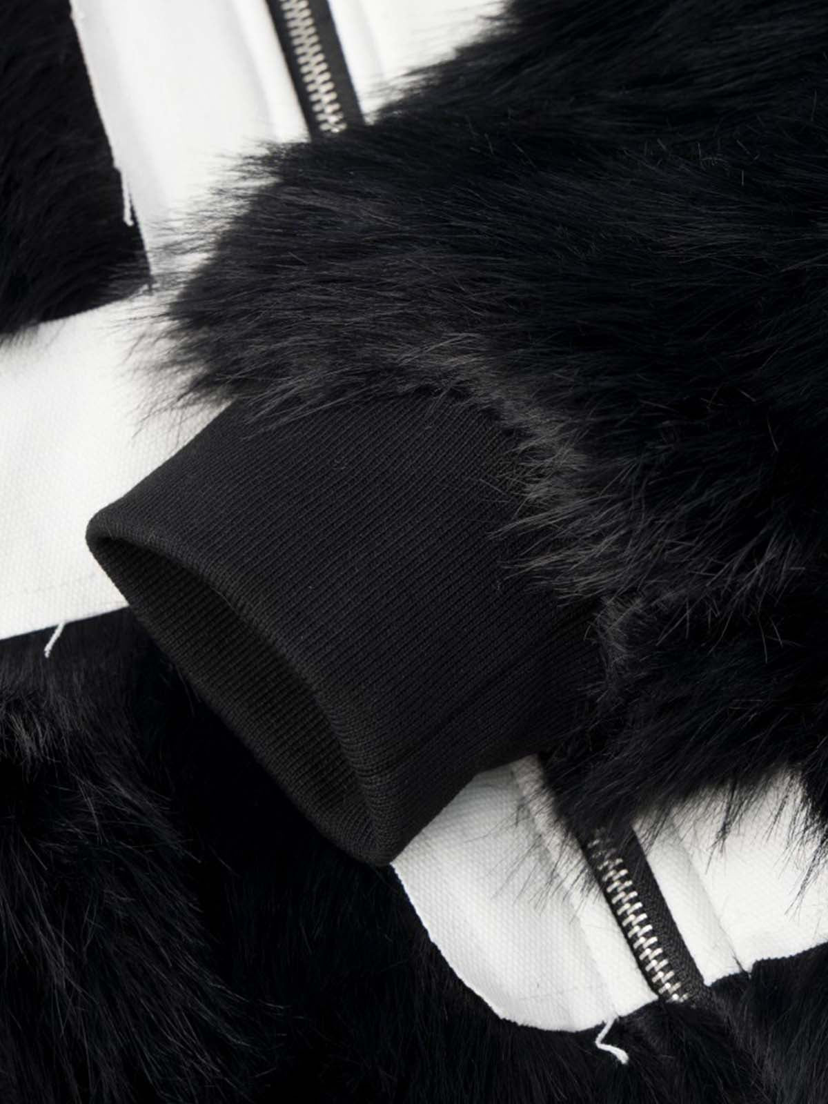 Cross Detail Faux-Fur Coat; Black / M, Black / L, Black / XL