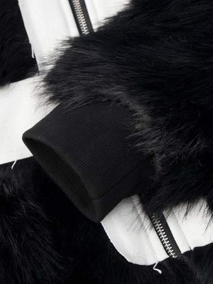 Cross Detail Faux-Fur Coat; Black / M, Black / L, Black / XL
