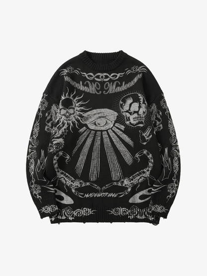 Dark Flame Skull Crewneck Sweater