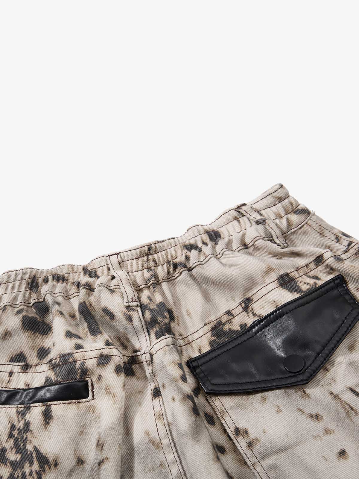 Leopard Patchwork Workwear Jeans; Apricot / S, Apricot / M, Apricot / L, Apricot / XL, Apricot / 2XL