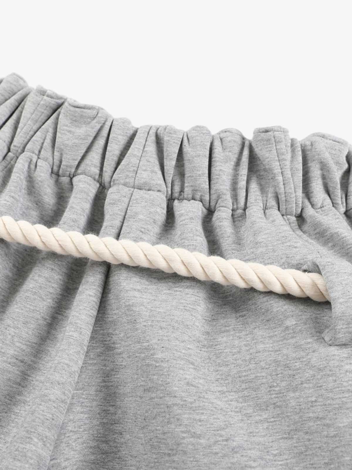 Decorative Rope Detail Wide Leg Sweatpants; Gray / S, Gray / M, Gray / L, Gray / XL