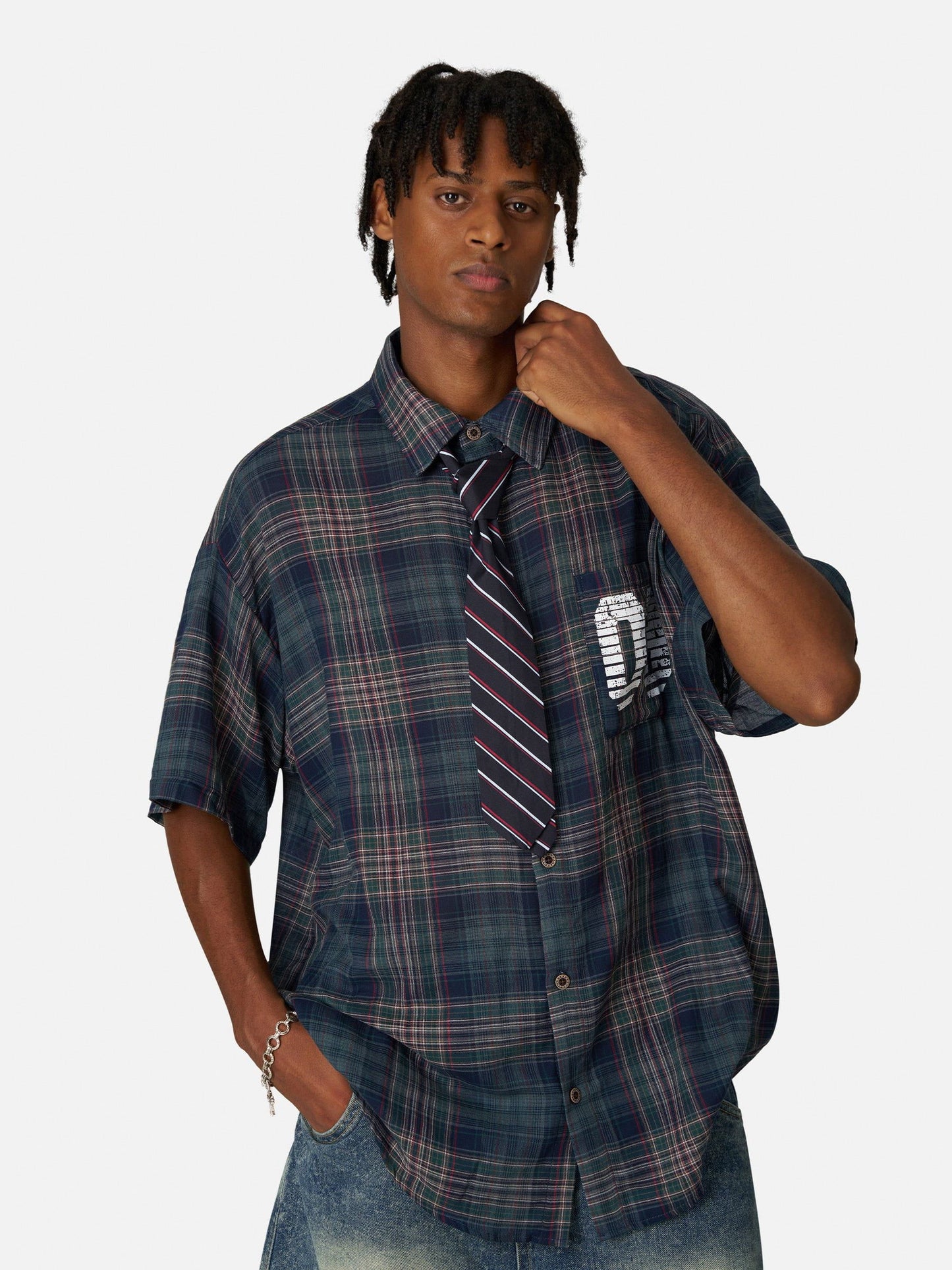 Plaid Tie 09  Graphic Shirt