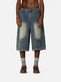 Pearl Embellished Baggy Longline Jorts