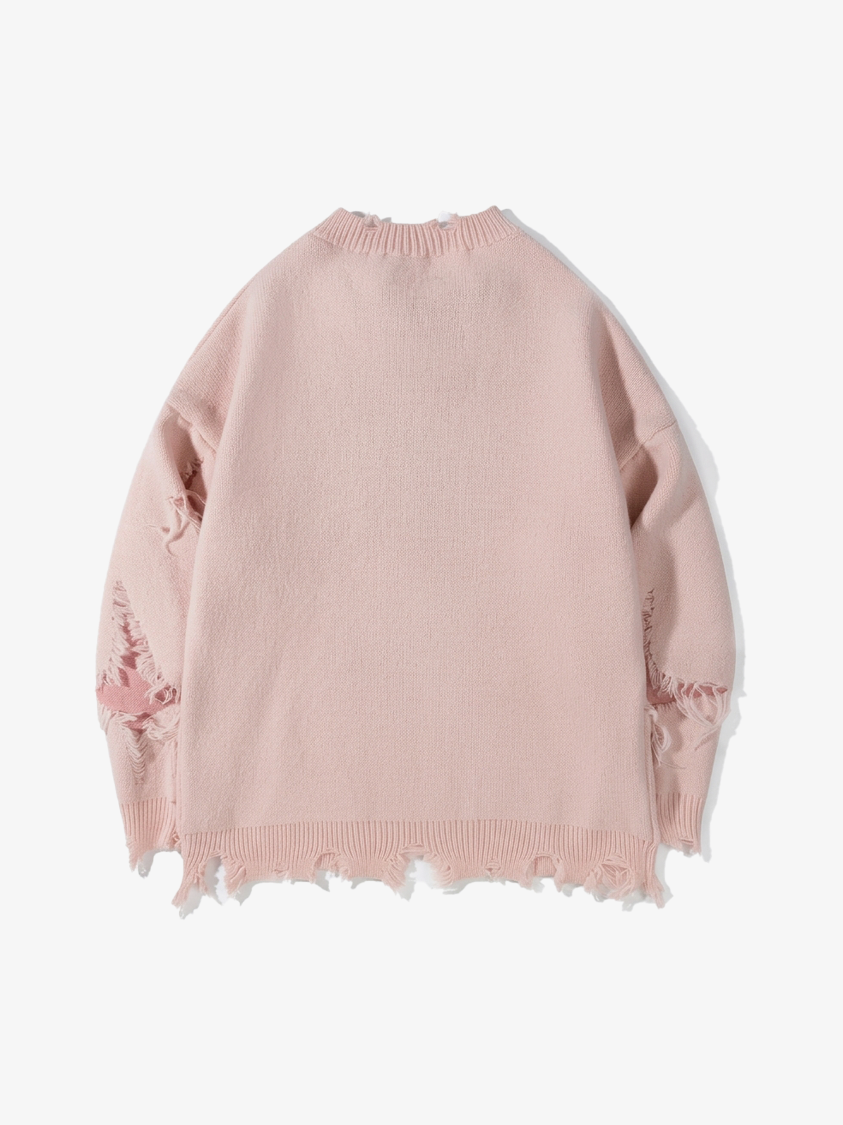 Distressed Skull Jacquard Sweater; Pink / S, Pink / M, Pink / L, Pink / XL, Pink / 2XL