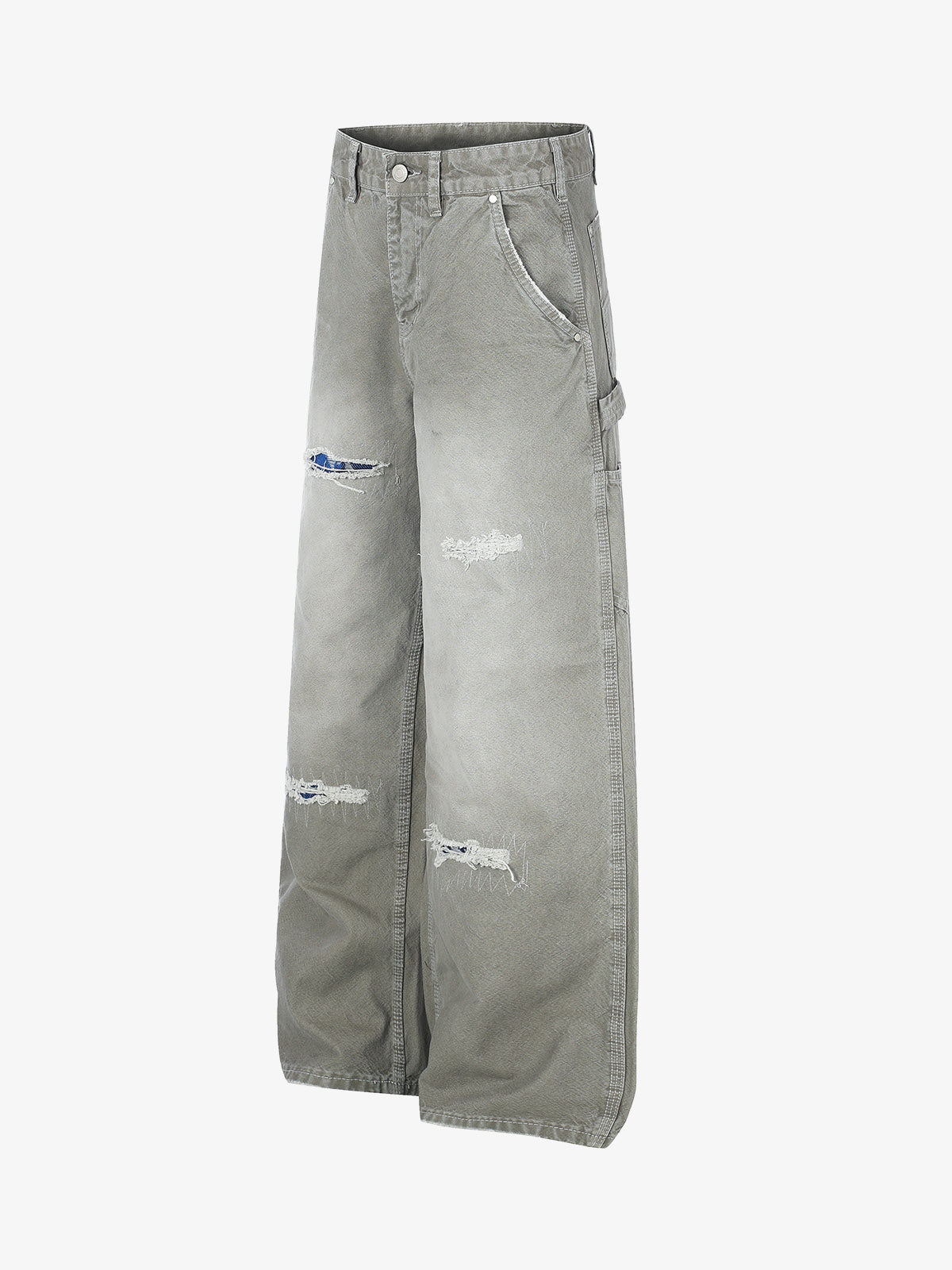 Plaid Patchwork Workwear Jeans
