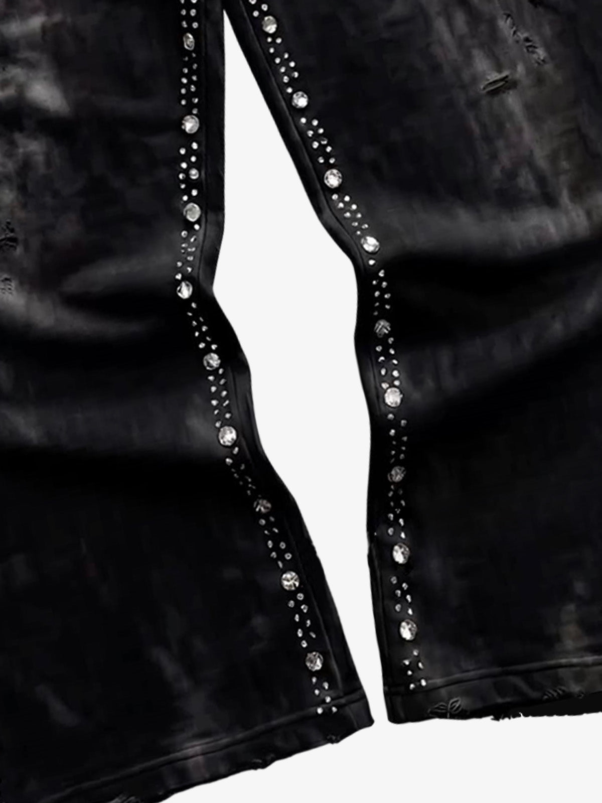 Distressed Rhinestone Sweatpants; Black / S, Black / M, Black / L, Black / XL, Black / 2XL