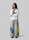 Baggy Grey Patchwork Sweatpants
