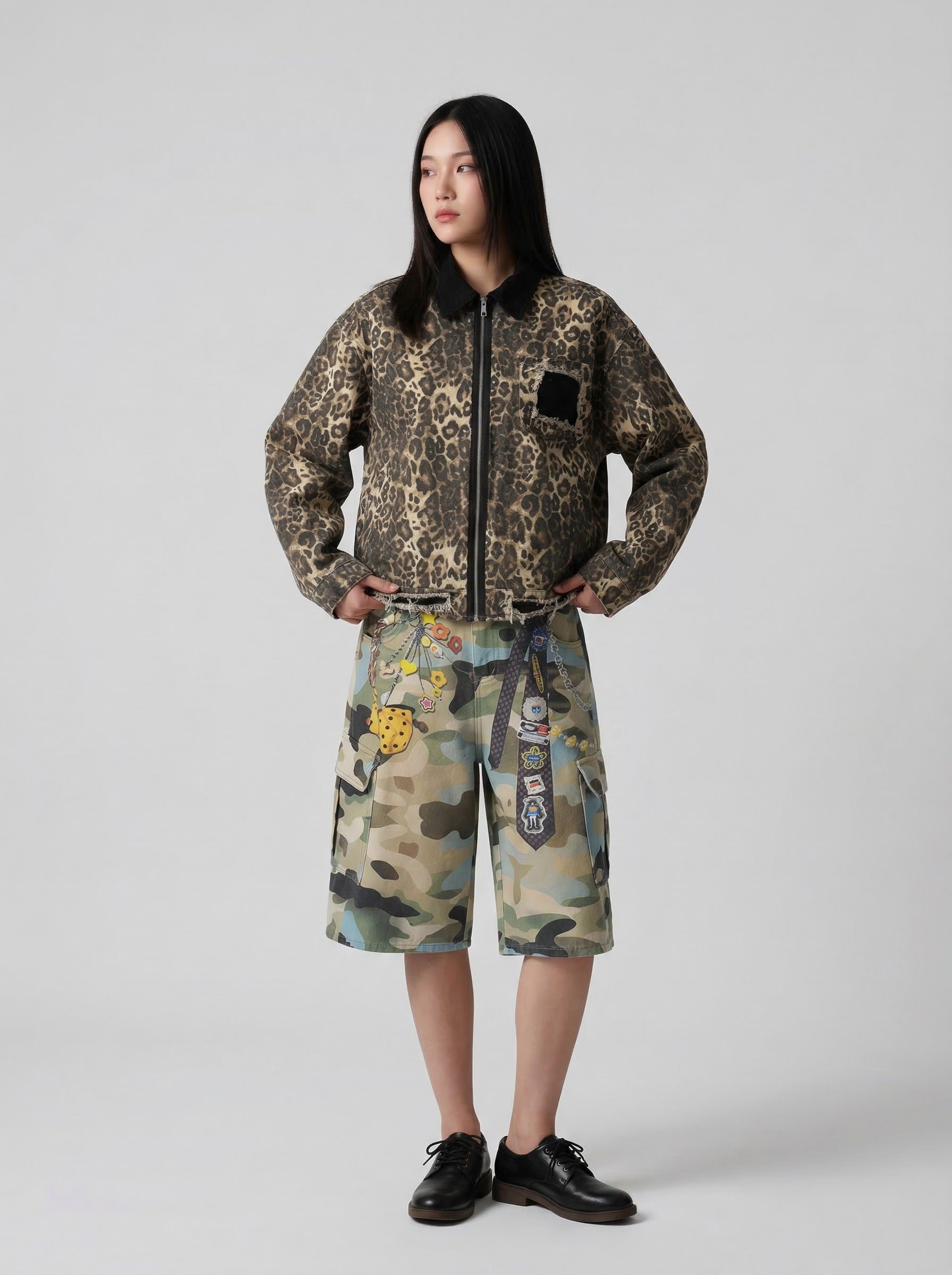 Multicolor Camouflage Cargo Shorts