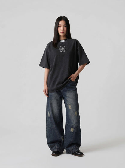 Futuristic Robot Print Oversized T-Shirt