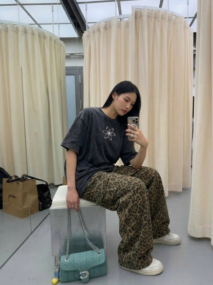 Futuristic Robot Print Oversized T-Shirt