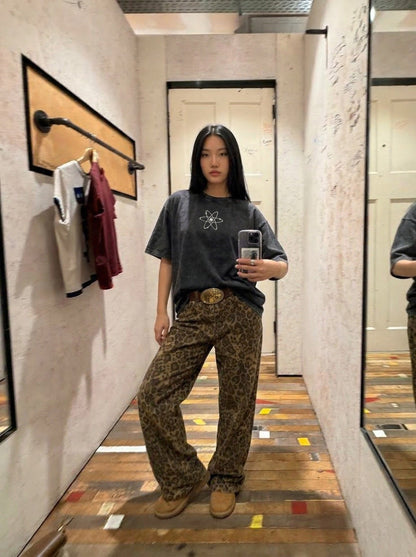 Futuristic Robot Print Oversized T-Shirt