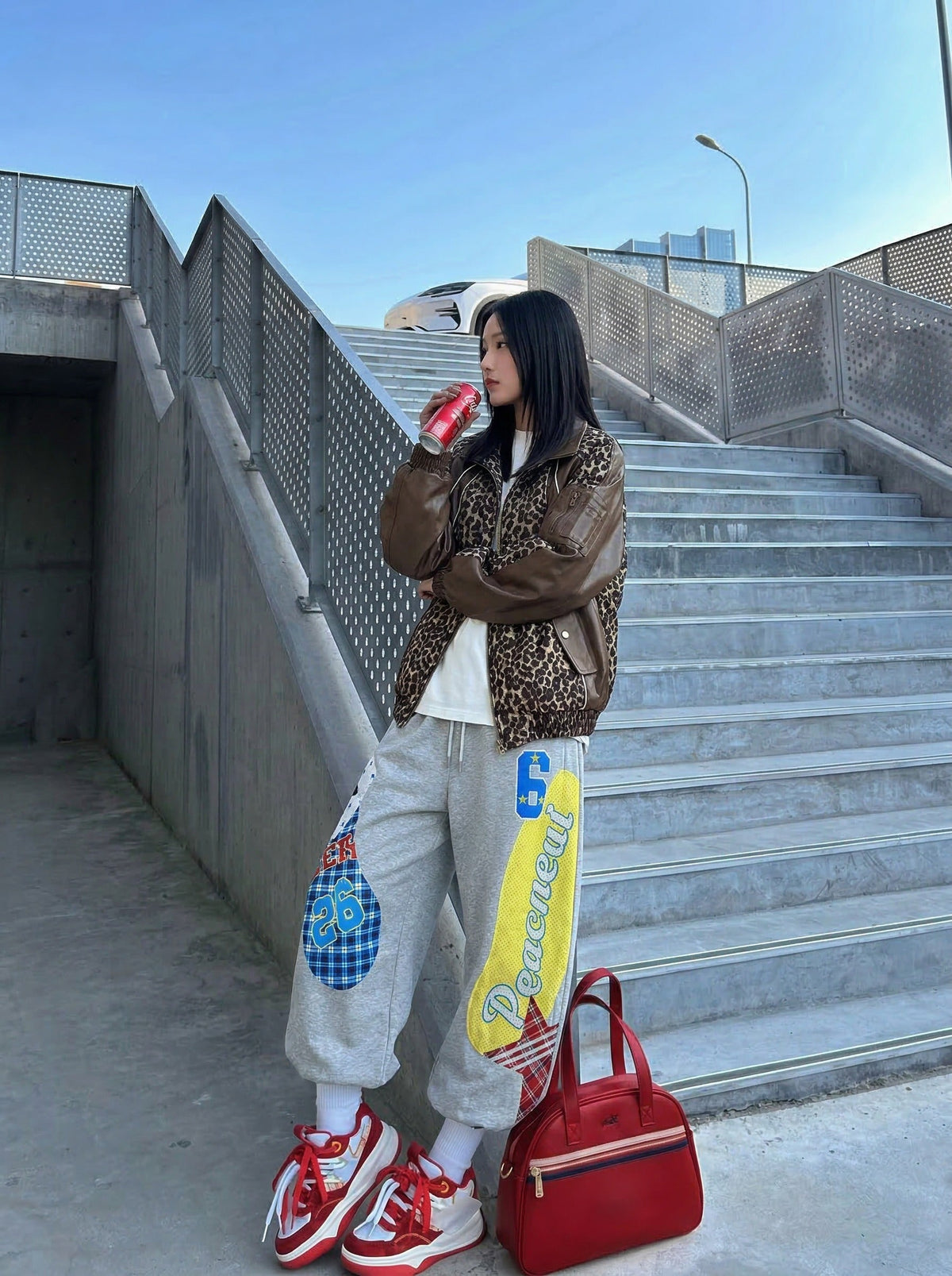 Baggy Grey Patchwork Sweatpants