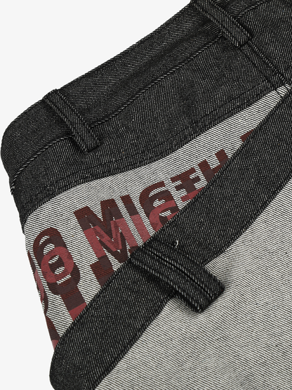 Two-Tone Graphic Baggy Jeans; Black / S, Black / M, Black / L, Black / XL