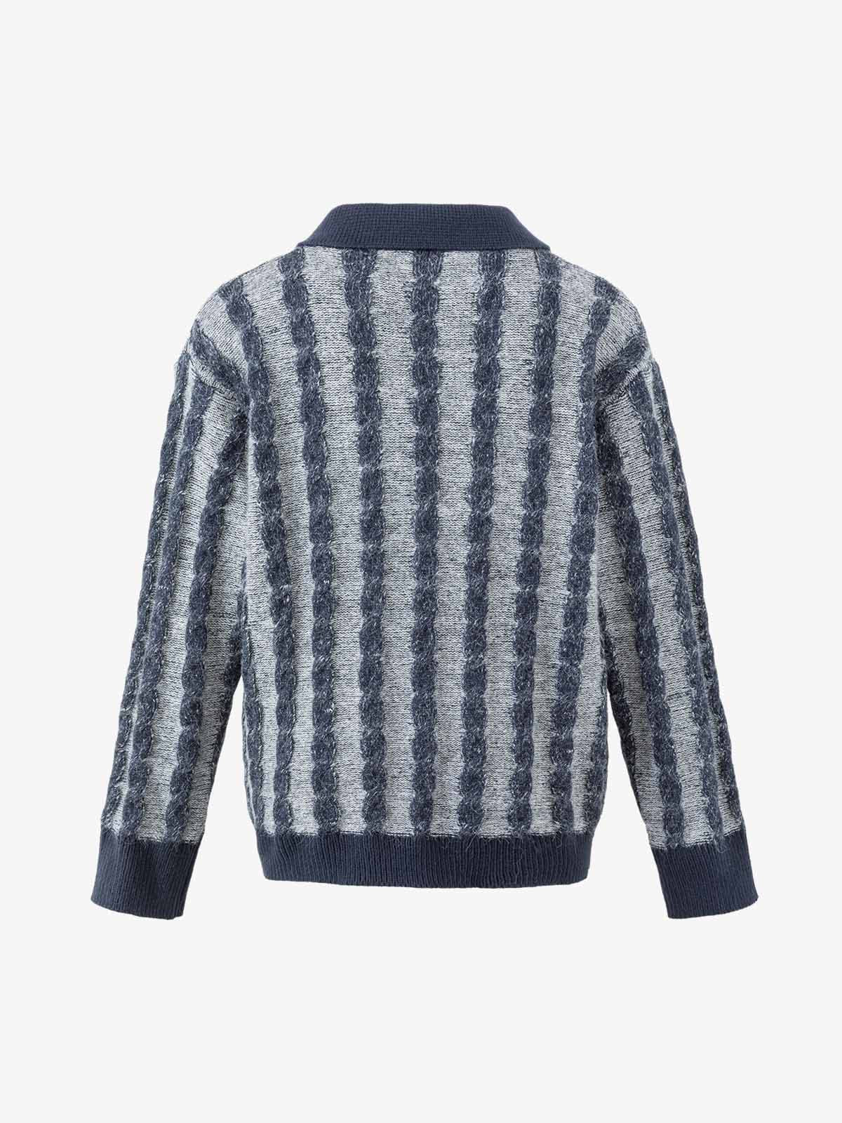 Striped Knit Sweater; Blue / M, Blue / L, Blue / XL, Blue / 2XL