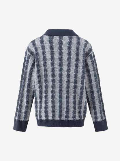 Striped Knit Sweater; Blue / M, Blue / L, Blue / XL, Blue / 2XL