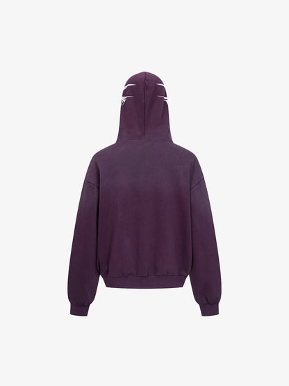 High Street Script Letter Print Zip-up Hoodie Jacket; Purple / S, Purple / M, Purple / L, Purple / XL