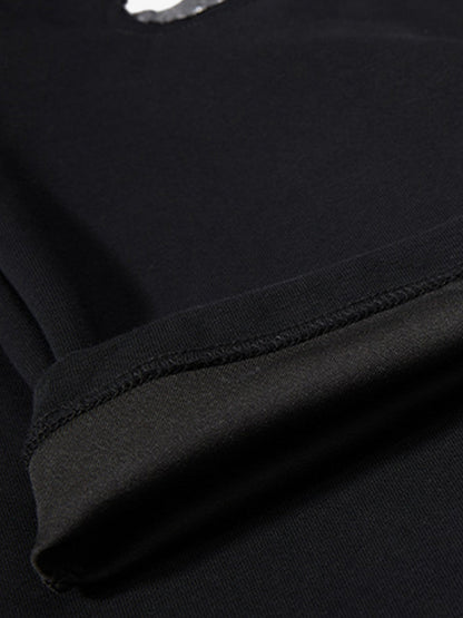 Zebra Patch Star Graphic Wide-Leg Sweatpants; Black / S, Black / M, Black / L, Black / XL
