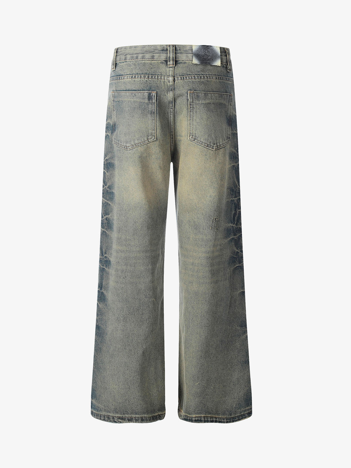 Washed Floral Graphic Flared Jeans; Blue / S, Blue / M, Blue / L, Blue / XL, Blue / 2XL