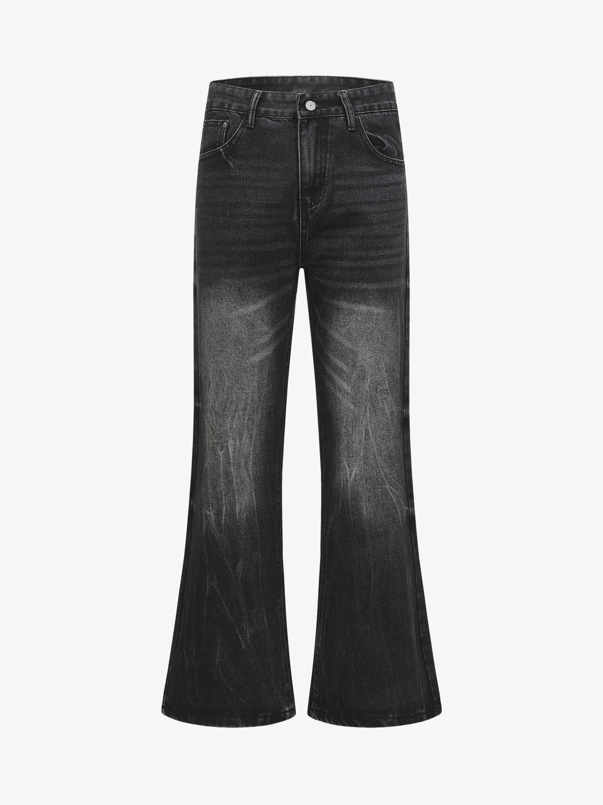 Retro Washed Faded Flared Jeans; Black / S, Black / M, Black / L, Black / XL, Black / 2XL