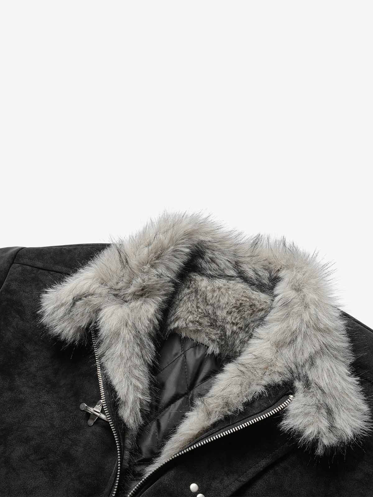 Faux-Fur Collar Padded Jacket; Black / M, Black / L, Black / XL, Black / 2XL