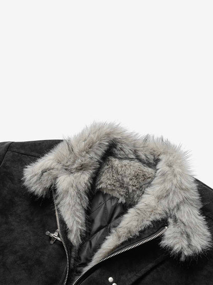 Faux-Fur Collar Padded Jacket; Black / M, Black / L, Black / XL, Black / 2XL