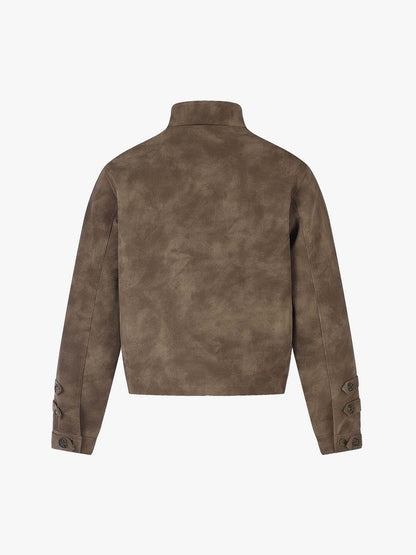 Suede Button Boxy Fit Jacket; Dark Brown / S, Dark Brown / M, Dark Brown / L, Dark Brown / XL
