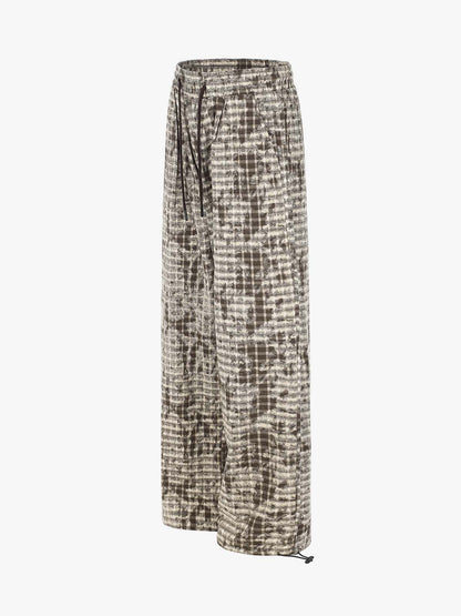 Distressed Plaid Casual Trousers; Coffee / S, Coffee / M, Coffee / L, Coffee / XL