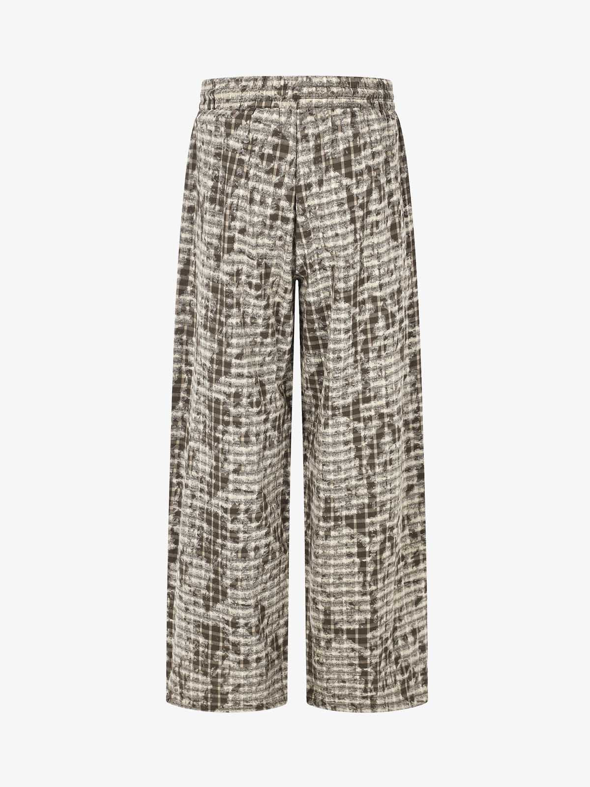 Distressed Plaid Casual Trousers; Coffee / S, Coffee / M, Coffee / L, Coffee / XL