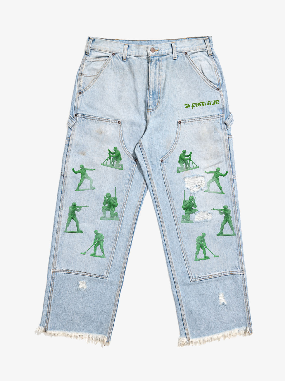 Action Figure Graphic Distressed Straight-Leg Utility Pants