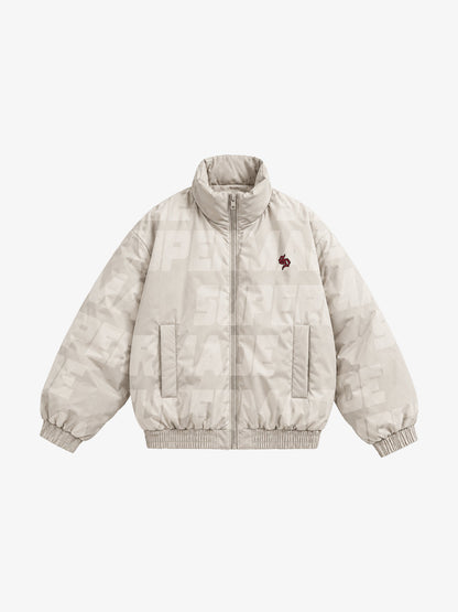 Embroidered All-Over Print Padded Coats