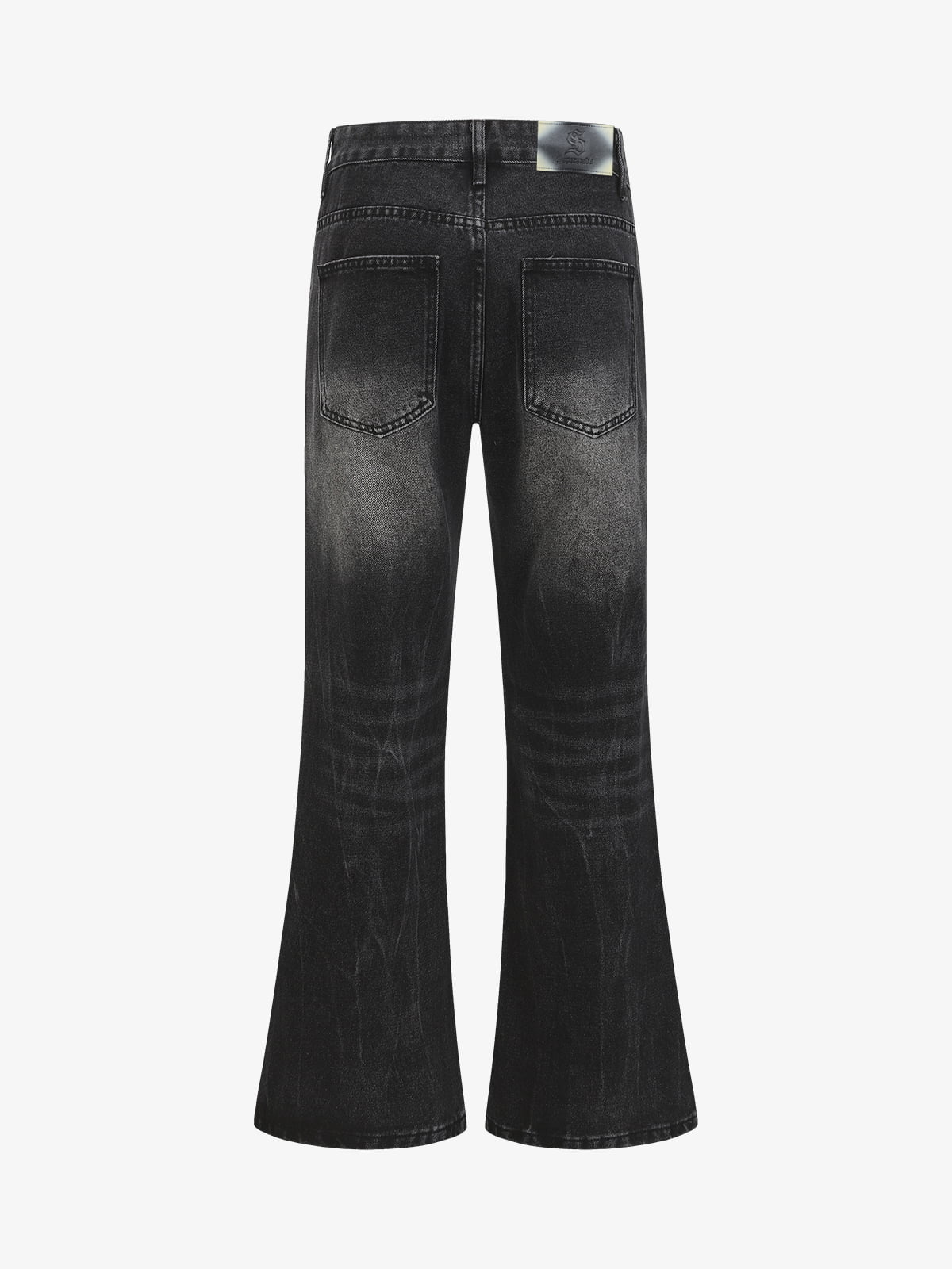 Retro Washed Faded Flared Jeans; Black / S, Black / M, Black / L, Black / XL, Black / 2XL