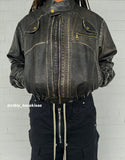 Vintage Chic Cropped Soft PU Leather Jacket
