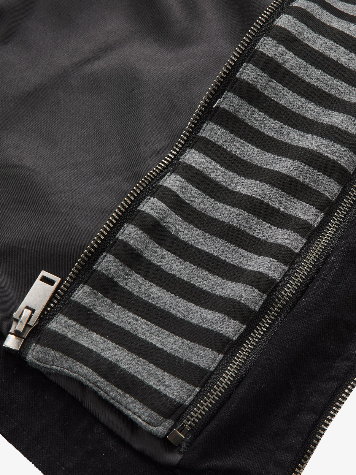 Detachable Striped-Hood Crop Jacket; Black / M, Black / L, Black / XL, Black / 2XL