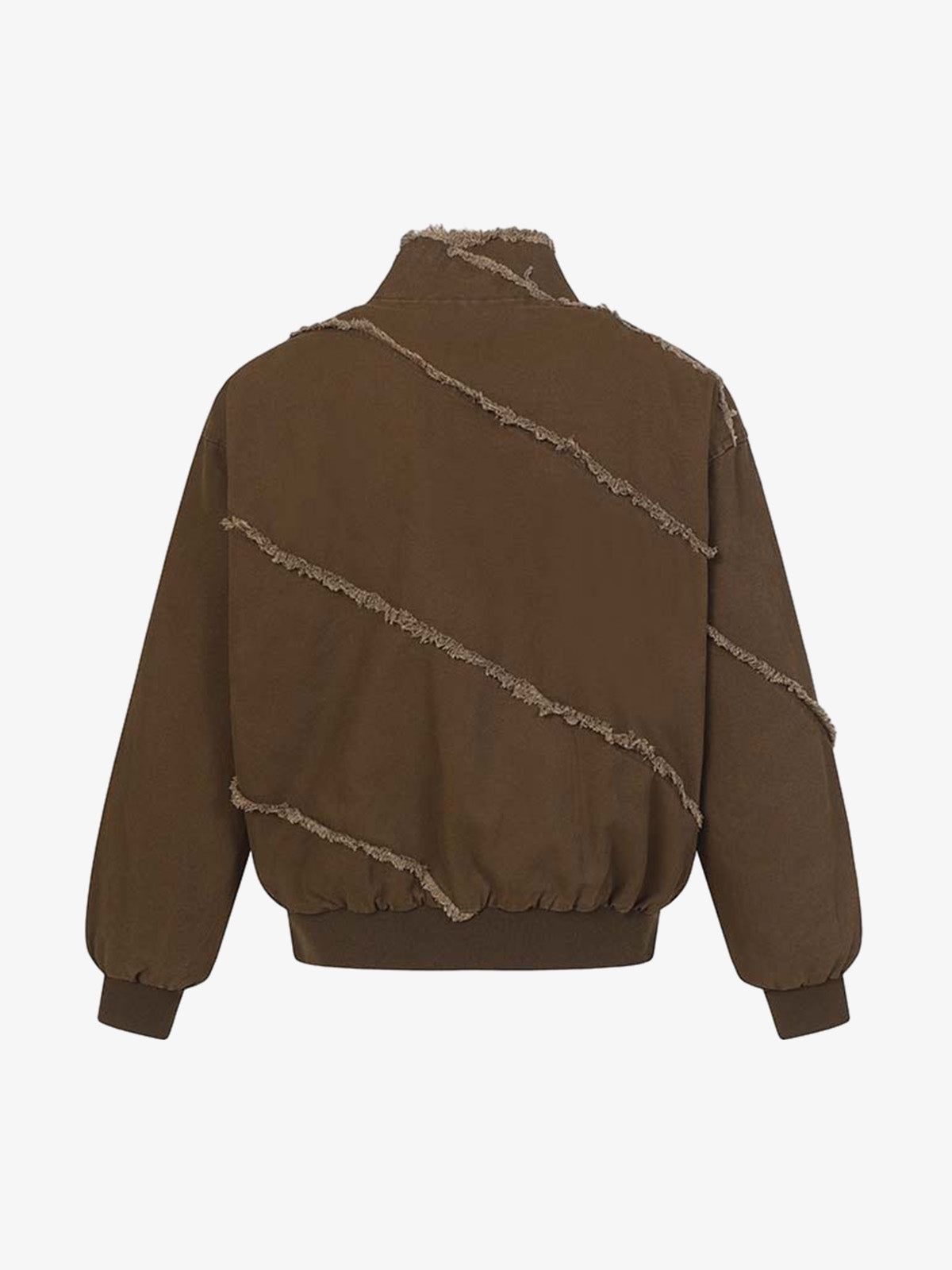 Deconstructed Patchwork Frayed Washed Jacket; Coffee / S, Coffee / M, Coffee / L, Coffee / XL