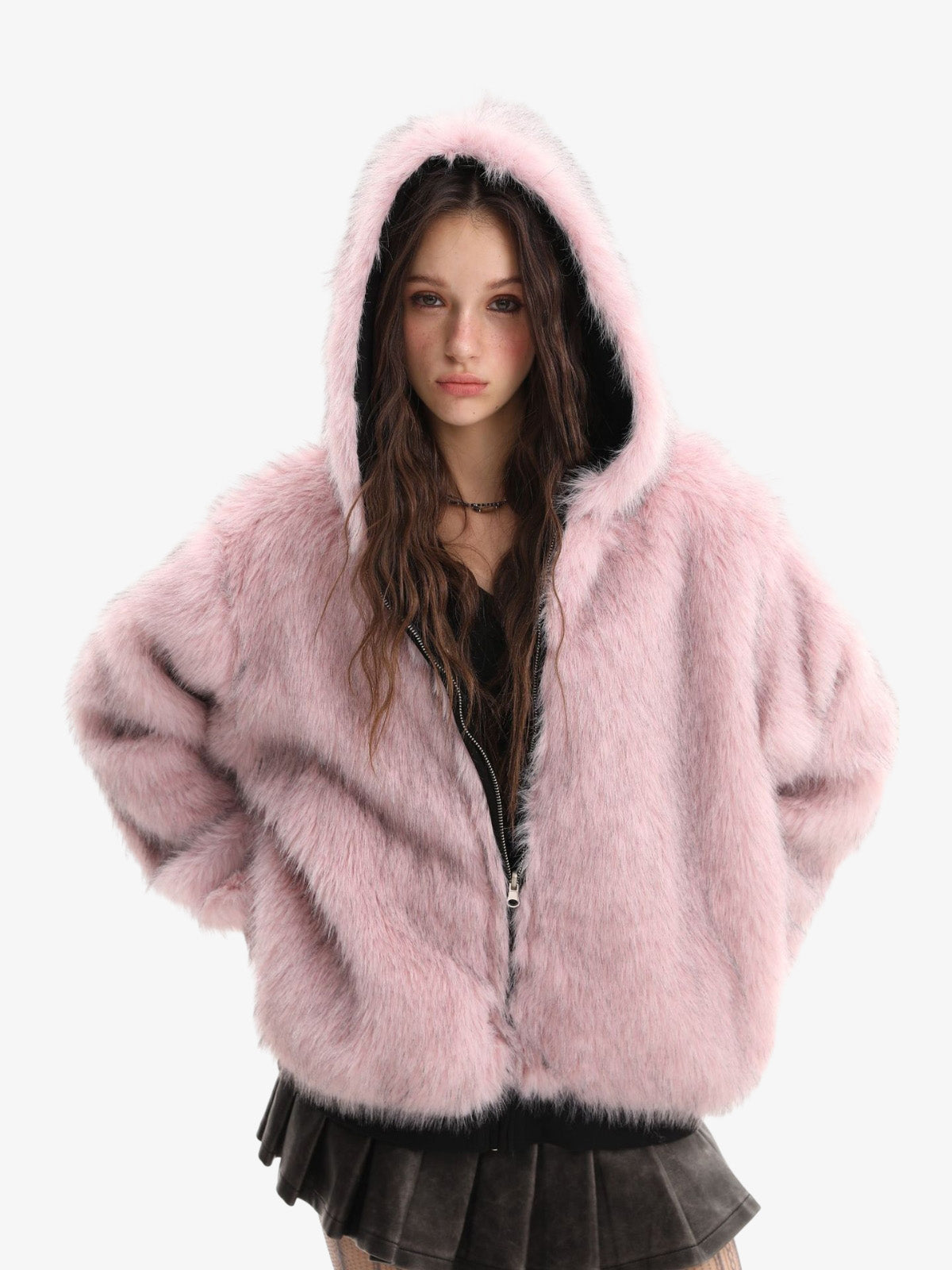 Street Fur Reversible Hooded Jacket - 2493; Black / S, Black / M, Black / L, Black / XL