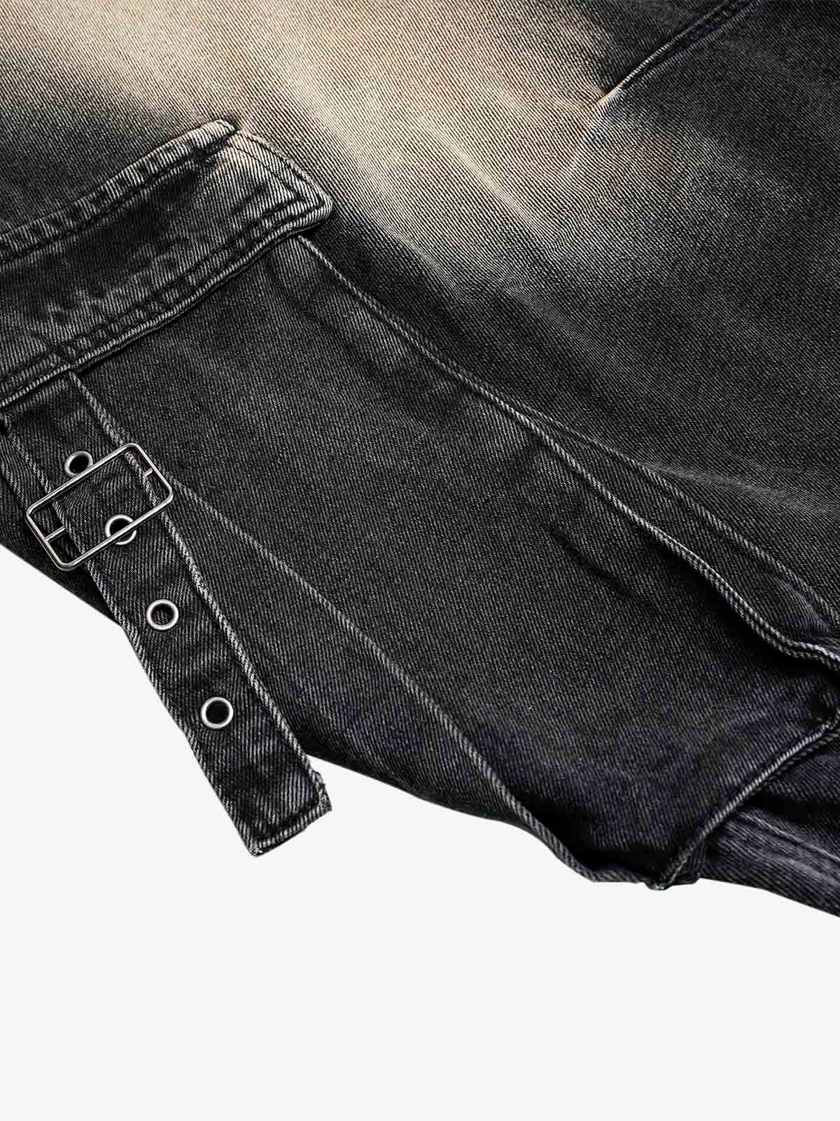 Deconstructed Multi-Pocket Cargo Jeans; Black / M, Black / L, Black / XL, Black / 2XL, Black / S